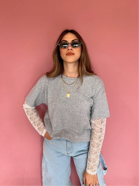 Maglia manica in pizzo