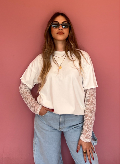Maglia manica in pizzo