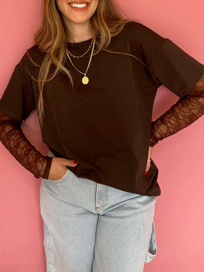 Maglia manica in pizzo