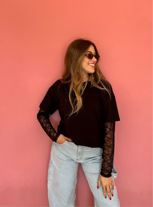 Maglia manica in pizzo