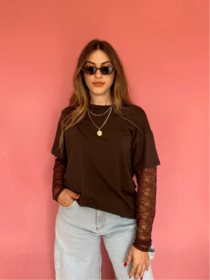 Maglia manica in pizzo