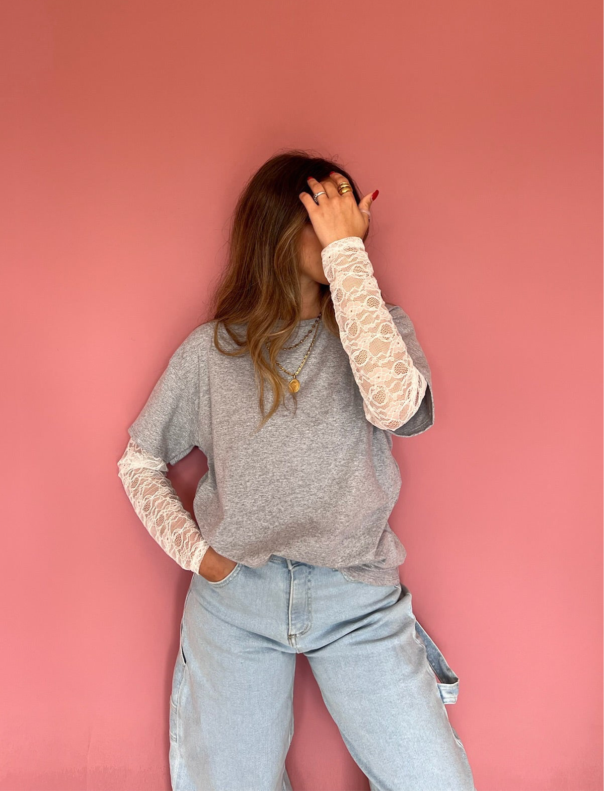 Maglia manica in pizzo