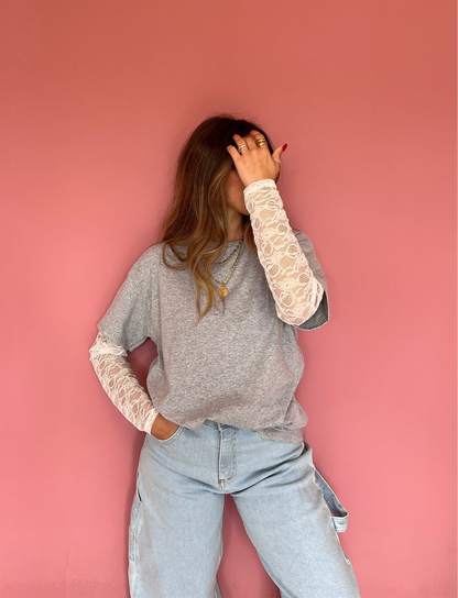 Maglia manica in pizzo