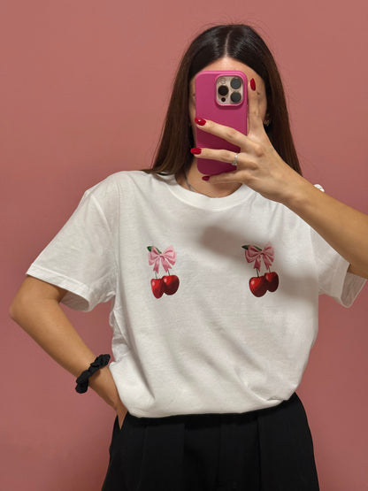 T-shirt ciliegie/fiocchi