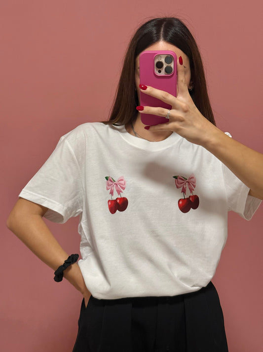 T-shirt ciliegie/fiocchi