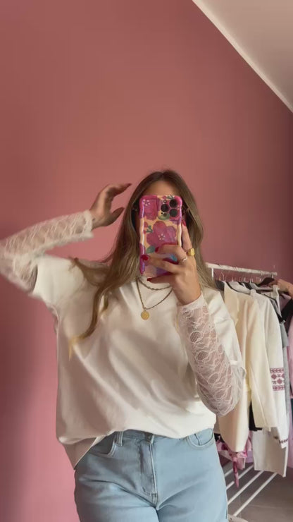 Maglia manica in pizzo
